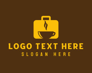 Hot Coffee - Golden Suitcase Cafe logo design