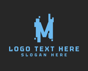Shape - Digital Glitch Letter M logo design