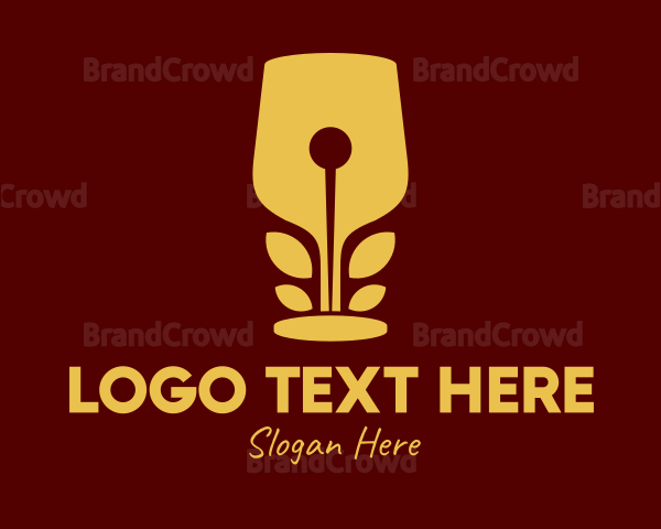 Gold Wine Glass Nib Logo