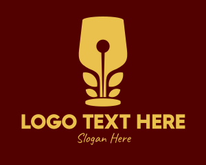 Fountain Pen - Gold Wine Glass Nib logo design