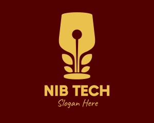 Gold Wine Glass Nib logo design