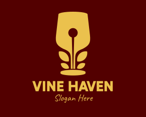 Gold Wine Glass Nib logo design