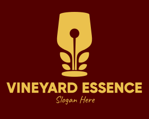 Gold Wine Glass Nib logo design