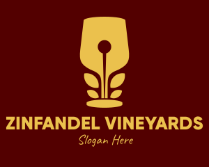 Gold Wine Glass Nib logo design