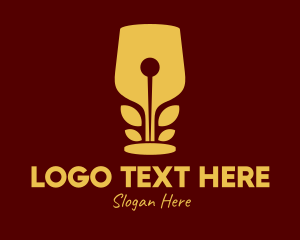 Alcohol - Gold Wine Glass Nib logo design