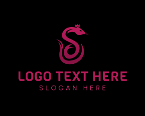 Herpetology - Snake Crown Letter S logo design
