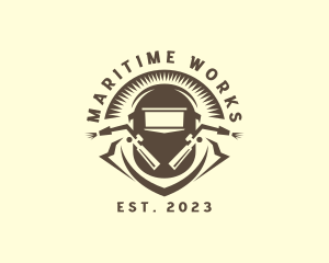 Hipster Welding Machinist logo design