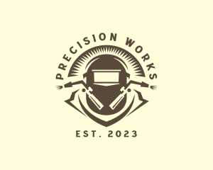 Hipster Welding Machinist logo design