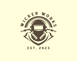 Hipster Welding Machinist logo design