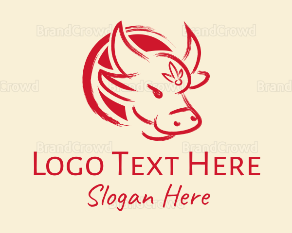 Asian Red Paint Ox Logo