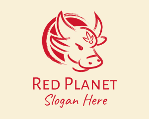 Asian Red Paint Ox logo design