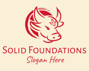 Buffalo - Asian Red Paint Ox logo design