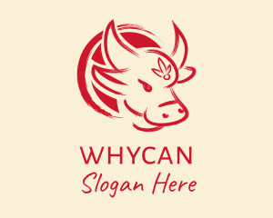 Feng Shui - Asian Red Paint Ox logo design