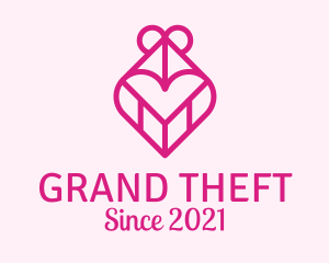 Valentine - Pink Heart Gift logo design