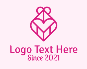Present - Pink Heart Gift logo design