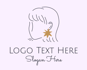 Lady - Woman Star Earring logo design