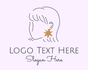 Hairstyling - Woman Star Earring logo design