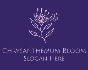 Chrysanthemum - Butterfly Daisy Flower logo design