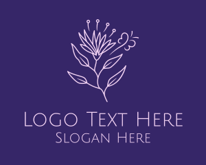 Flower Shop - Butterfly Daisy Flower logo design