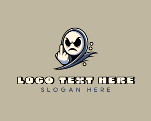 Rebel - Spooky Middle Finger Ghost logo design