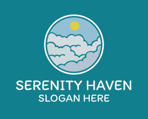 Peaceful - Cloudy Sky Badge logo design