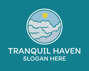 Peaceful - Cloudy Sky Badge logo design
