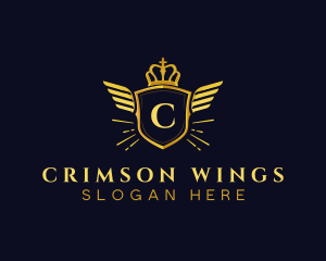 Wings Shield Crown logo design