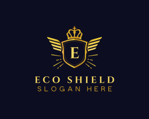 Wings Shield Crown logo design