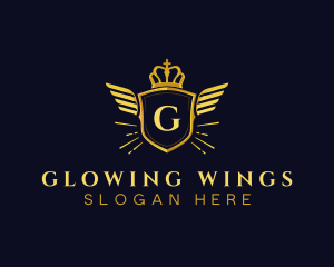 Wings Shield Crown logo design