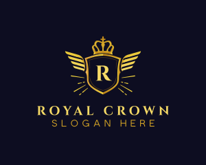 Wings Shield Crown logo design