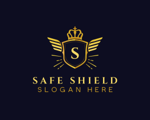 Wings Shield Crown logo design