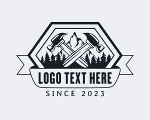 Rustic - Hammer Tool Mountain logo design