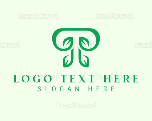 Green Leaf Letter T Logo