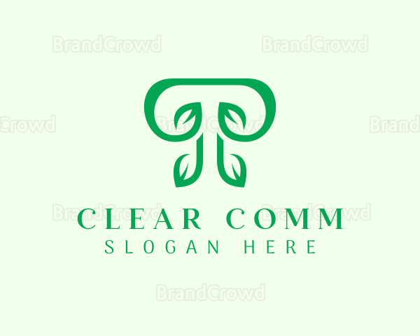 Green Leaf Letter T Logo