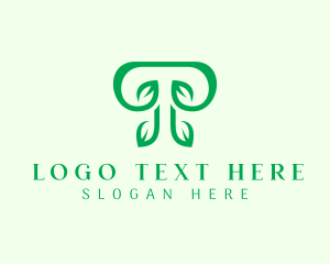 Vegetarian - Green Leaf Letter T logo design