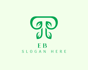 Letter T - Green Leaf Letter T logo design