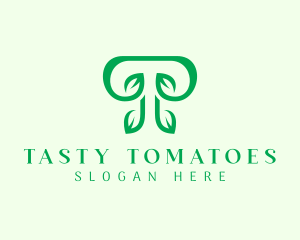 Green Leaf Letter T logo design