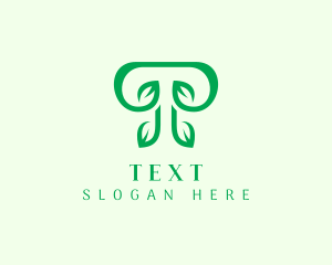 Green Leaf Letter T logo design