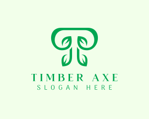 Green Leaf Letter T logo design