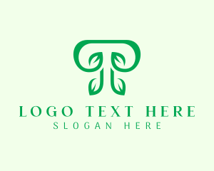 Leaf - Green Leaf Letter T logo design