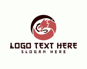 Reptile - Fierce Dragon Circle logo design