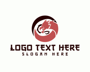 Fighting - Fierce Dragon Circle logo design