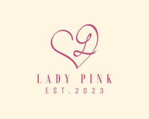 Pink Spa Heart Letter L logo design