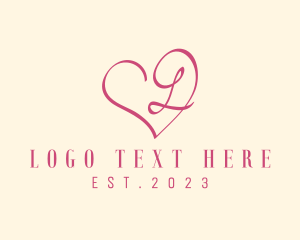 Calligraphy - Pink Spa Heart Letter L logo design