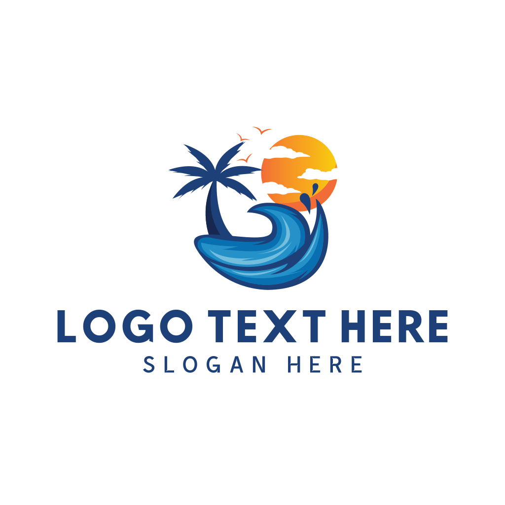 Beach Wave Palm Tree Logo | BrandCrowd Logo Maker