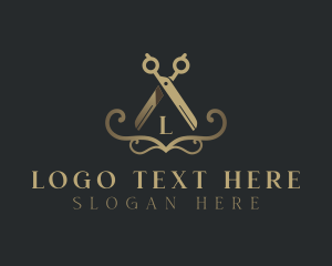 Haircut - Elegant Vintage Scissors logo design