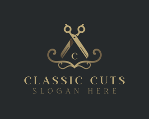 Elegant Barber Scissors logo design