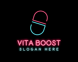 Vitamins - Neon Letter S Capsule logo design