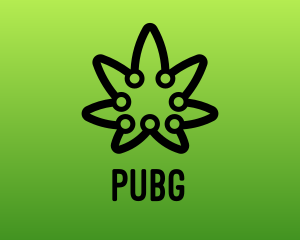 Cyber - Digital Cannabis Outline logo design