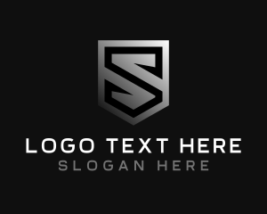 Construction - Metallic Shield Letter S logo design
